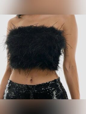 Alex and Sophia feather tube top- zip up back